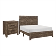 Full Size Bedroom Set- Brown-Panel Design-2-Piece Set with Bed and Nightstand