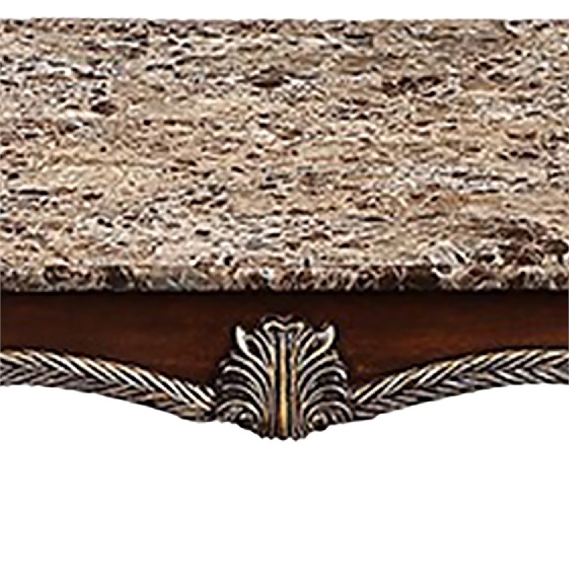 Liana Marble Coffee Table- Cherry Brown Pine Wood- Rectangular 52 Inch