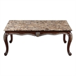 Liana Marble Coffee Table- Cherry Brown Pine Wood- Rectangular 52 Inch