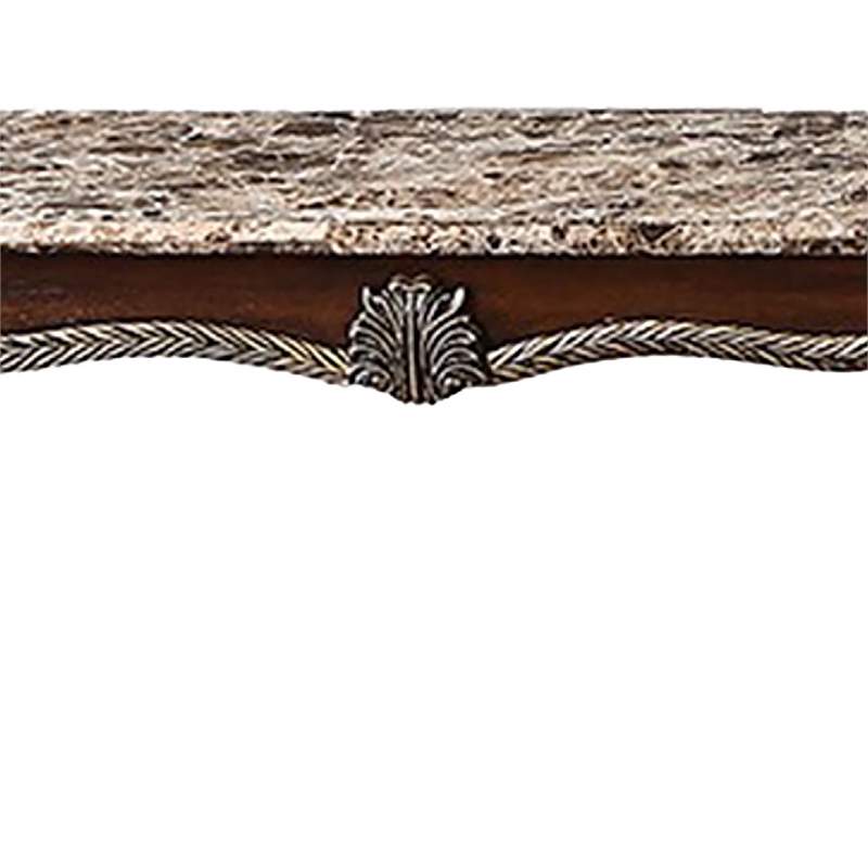 Liana Marble Console Table- Cherry Brown Pine Wood- Rectangular 52 Inch