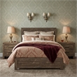 King Size Bedroom Set-Brown-Panel Design-3-Piece Set with Bed and Two Nightstand