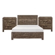 King Size Bedroom Set-Brown-Panel Design-3-Piece Set with Bed and Two Nightstand