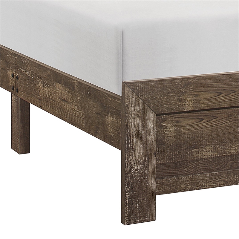 King Size Bedroom Set- Brown- Panel Design- 2-Piece Set with Bed and Nightstand