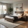 King Size Bedroom Set- Brown- Panel Design- 2-Piece Set with Bed and Nightstand