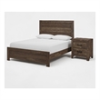 King Size Bedroom Set- Brown- Panel Design- 2-Piece Set with Bed and Nightstand