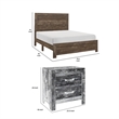 King Size Bedroom Set-Brown-Panel Design-3-Piece Set with Bed and Two Nightstand