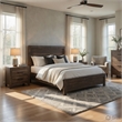 King Size Bedroom Set-Brown-Panel Design-3-Piece Set with Bed and Two Nightstand