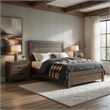 King Size Bedroom Set-Brown-Panel Design-3-Piece Set with Bed and Two Nightstand