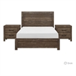 King Size Bedroom Set-Brown-Panel Design-3-Piece Set with Bed and Two Nightstand