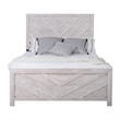 Bisca Queen Bed with Chevron Patterned Design- Driftwood Gray Finish