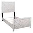 Bisca Twin Bed with Chevron Patterned Design- Driftwood Gray Finish