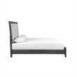 Odiy King Size Bed- Vertical Padded Gray Upholstery- LED Headboard