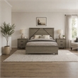 Queen Size Bedroom Set-Gray-Panel Headboard- 3-Piece Set-Bed-Two Nightstand