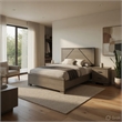 Queen Size Bedroom Set-Gray-Panel Headboard- 3-Piece Set-Bed-Two Nightstand