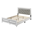 Queen Size Bedroom Set-White-Storage Bed with Drawers-2-Piece Set-Bed-Nightstand