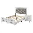 Queen Size Bedroom Set-White-Storage Bed with Drawers-2-Piece Set-Bed-Nightstand