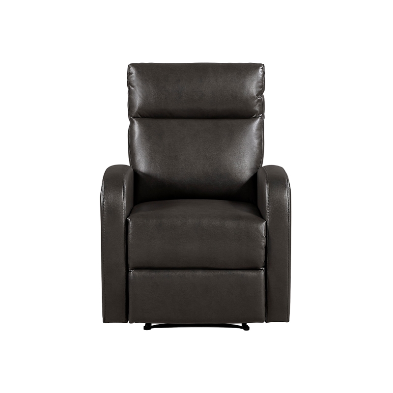 Mey Wall Hugger Manual Recliner Chair w Pocket- Dark Brown Faux Leather