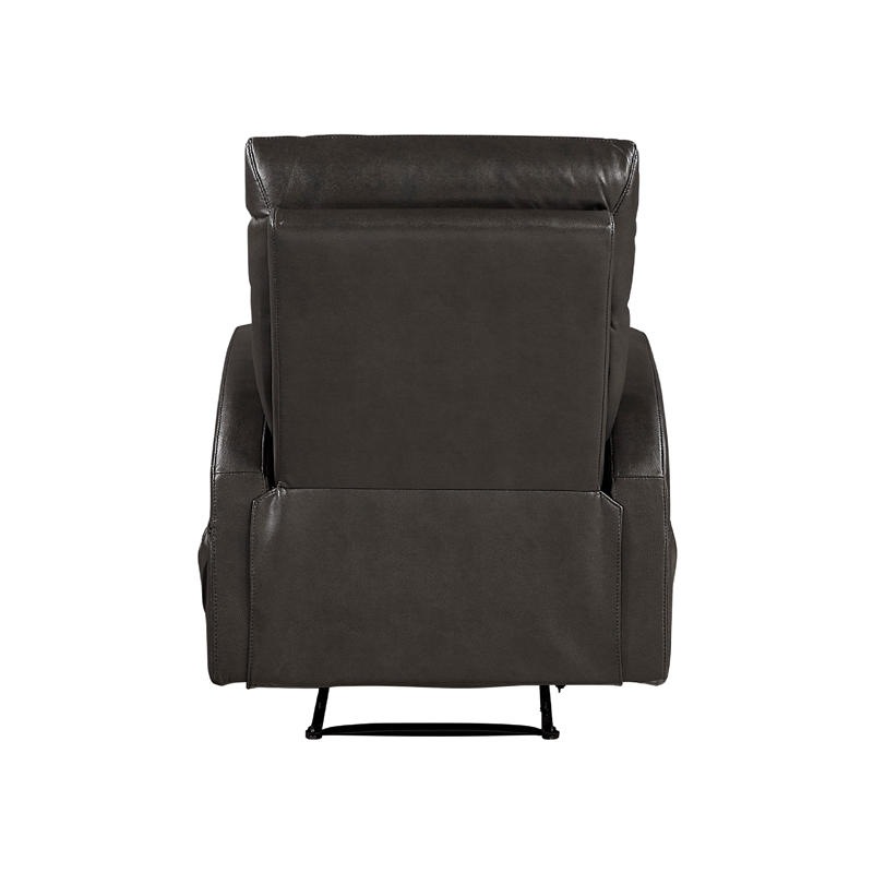 Mey Wall Hugger Manual Recliner Chair w Pocket- Dark Brown Faux Leather