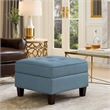 Gey Modular Storage Ottoman- Tufted Cushion- Blue Upholstery 26 Inch