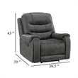 Oby Manual Reclining Chair- Panel Stitched Back- Dark Gray Microfiber
