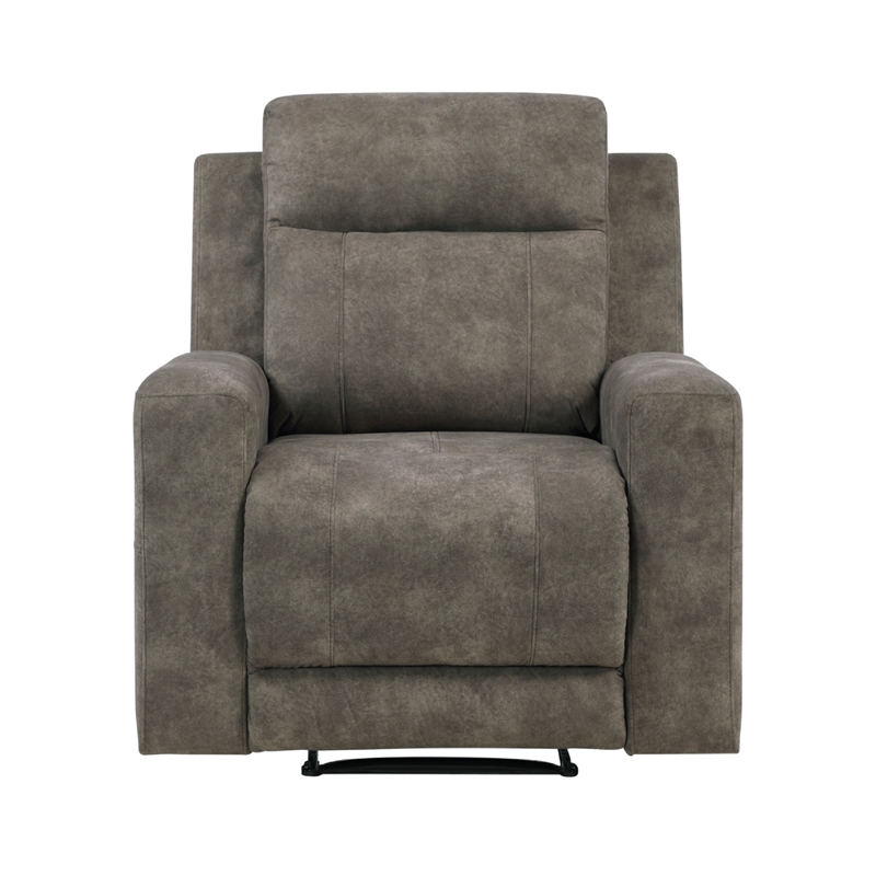 Diti Manual Pull Tab Reclining Chair- Brown Stain Resistant Microfiber
