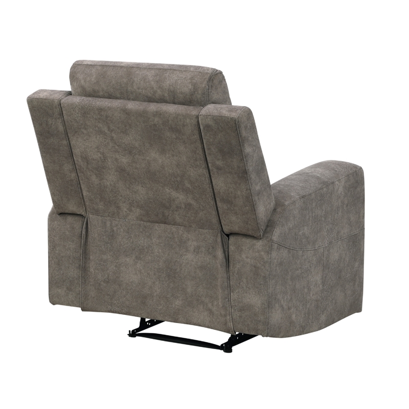 Diti Manual Pull Tab Reclining Chair- Brown Stain Resistant Microfiber