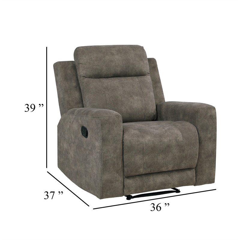 Diti Manual Pull Tab Reclining Chair- Brown Stain Resistant Microfiber