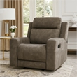 Diti Manual Pull Tab Reclining Chair- Brown Stain Resistant Microfiber