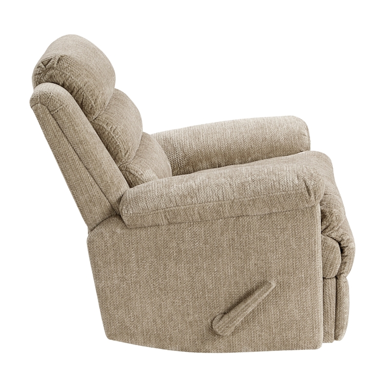 Oxy Swivel Manual Reclining Chair- Foam Pillow Arms- Brown Microfiber