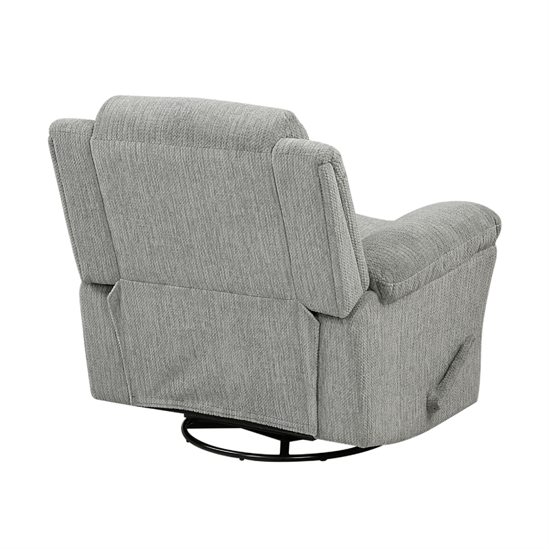 Oxy Swivel Manual Reclining Chair- Foam Pillow Arms- Gray Microfiber