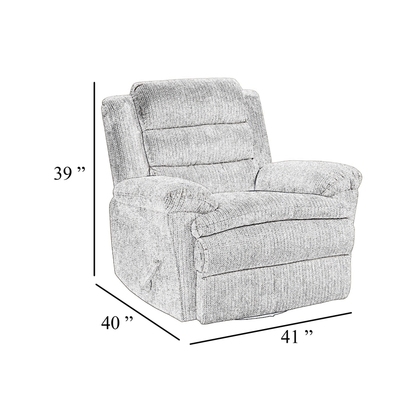 Oxy Swivel Manual Reclining Chair- Foam Pillow Arms- Gray Microfiber