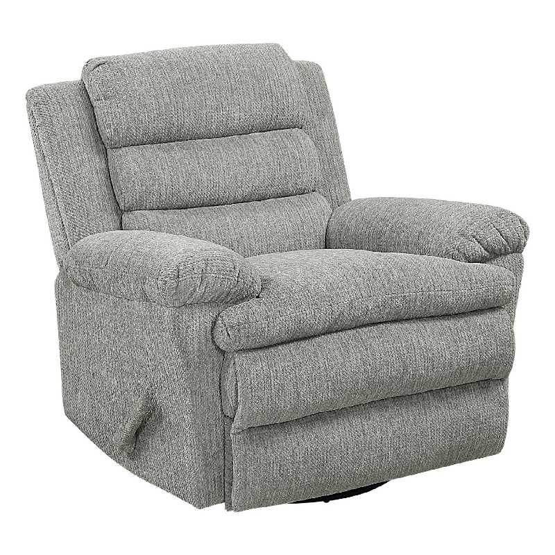 Oxy Swivel Manual Reclining Chair- Foam Pillow Arms- Gray Microfiber