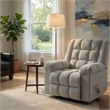 Winy Manual Rocker Reclining Chair- Pillow Grid Tufted Gray Chenille