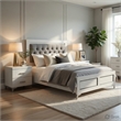 Queen Bedroom Set-White-Storage Bed with Drawers-3-Piece Set-Bed-Two Nightstand