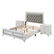 Queen Bedroom Set-White-Storage Bed with Drawers-3-Piece Set-Bed-Two Nightstand