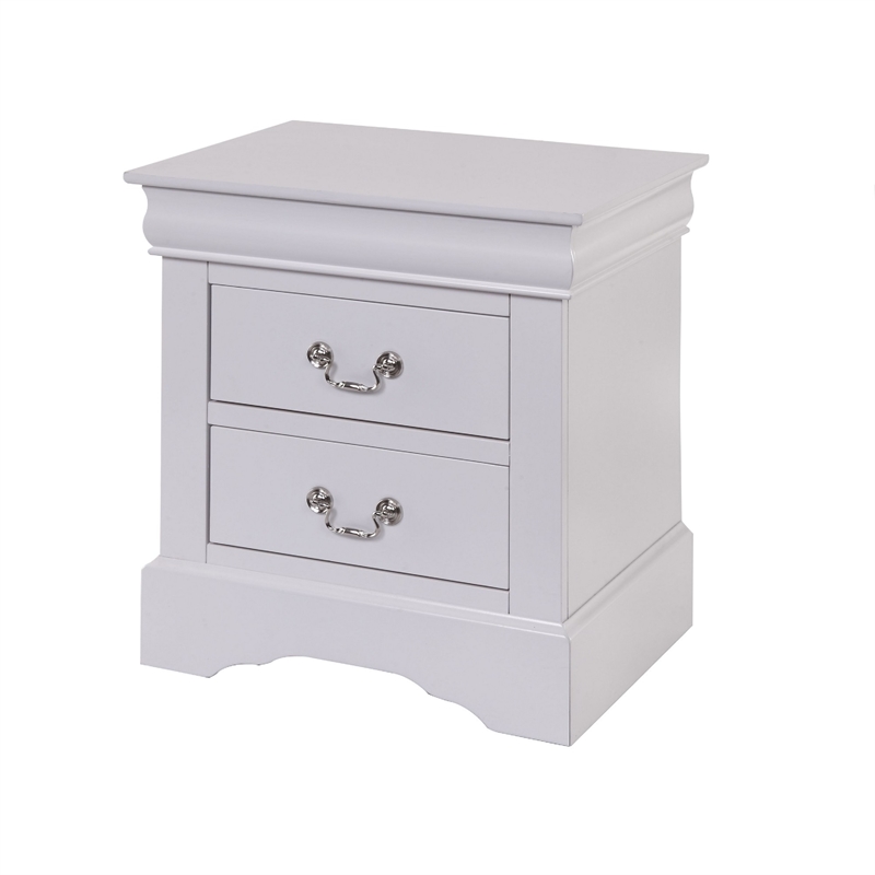 Benjara 2-Piece White Wood Queen Size Bedroom Set with Bed and Nightstands