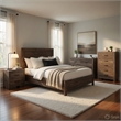 Queen Size Bedroom Set- Brown Finish- Panel Design- 4-Piece Set with Bed- Nightstands-Dresser and Chest