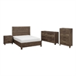 Queen Size Bedroom Set- Brown Finish- Panel Design- 4-Piece Set with Bed- Nightstands-Dresser and Chest