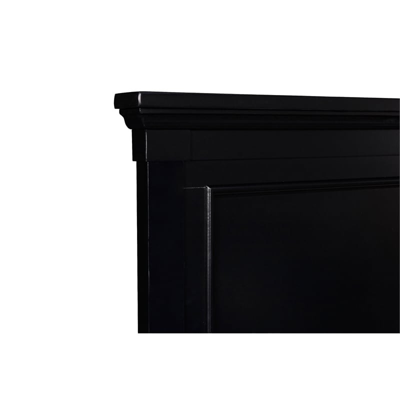 Umi King Size Bed- Solid Wood Panel Headboard- Farmhouse Black