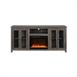 Tony Electric Fireplace TV Stand- Heater- Glass Doors- 70 Inch Walnut Gray