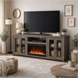 Tony Electric Fireplace TV Stand- Heater- Glass Doors- 70 Inch Walnut Gray