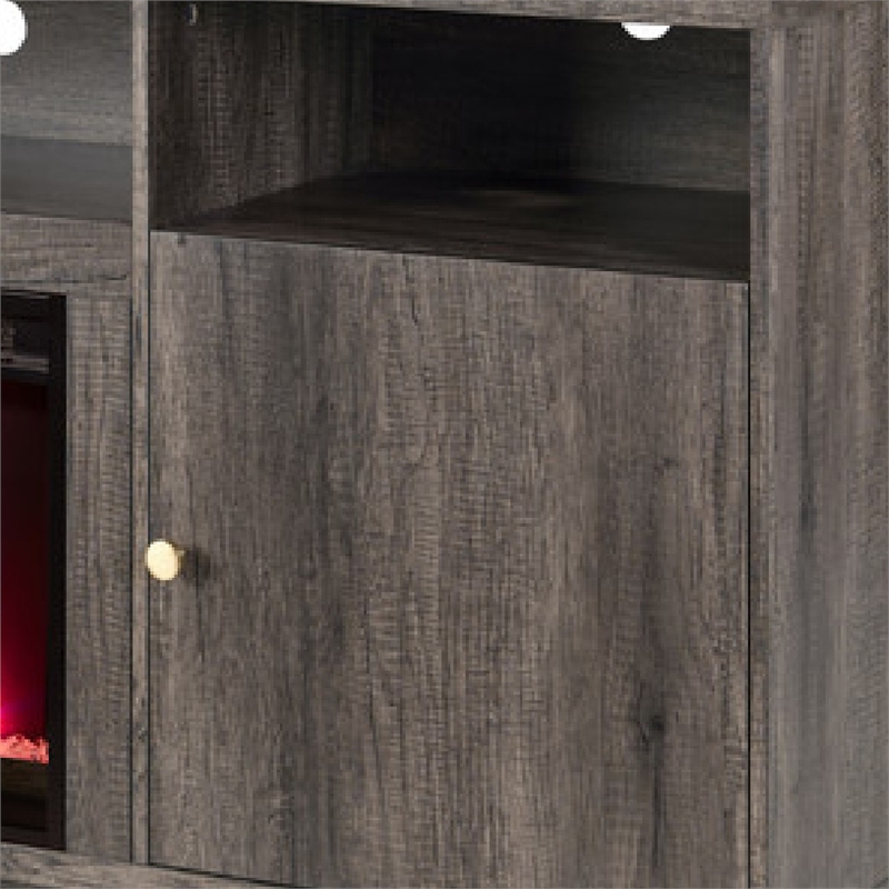 Ambi Electric Fireplace TV Stand Cabinet- Heater- 2 Door- 70 Inch Wood Gray
