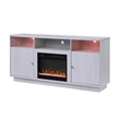 Ambi TV Stand Cabinet with Electric Heating Fireplace- 70 Inch Walnut White