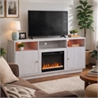 Ambi TV Stand Cabinet with Electric Heating Fireplace- 70 Inch Walnut White