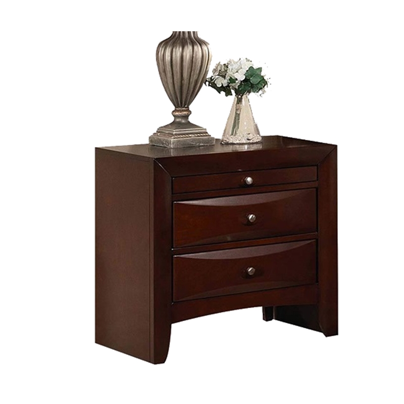 Queen Size Bedroom Set- Brown- Panel Design- 2-Piece Set with Bed-Nightstand