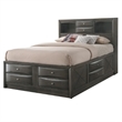 Queen Size Bedroom Set-Gray-Storage Bed with Drawers-2-Piece Set-Bed-Nightstand