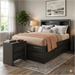 Queen Size Bedroom Set-Gray-Storage Bed with Drawers-2-Piece Set-Bed-Nightstand