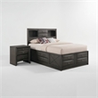 Queen Size Bedroom Set-Gray-Storage Bed with Drawers-2-Piece Set-Bed-Nightstand