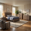 Full Size Bedroom-Panel Design-5-Piece Set- Bed-Nightstand-Dresser-Mirror-Chest