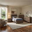 Full Size Bedroom-Brown-Panel Design-4-Piece Set-Bed-Nightstand-Dresser-Chest